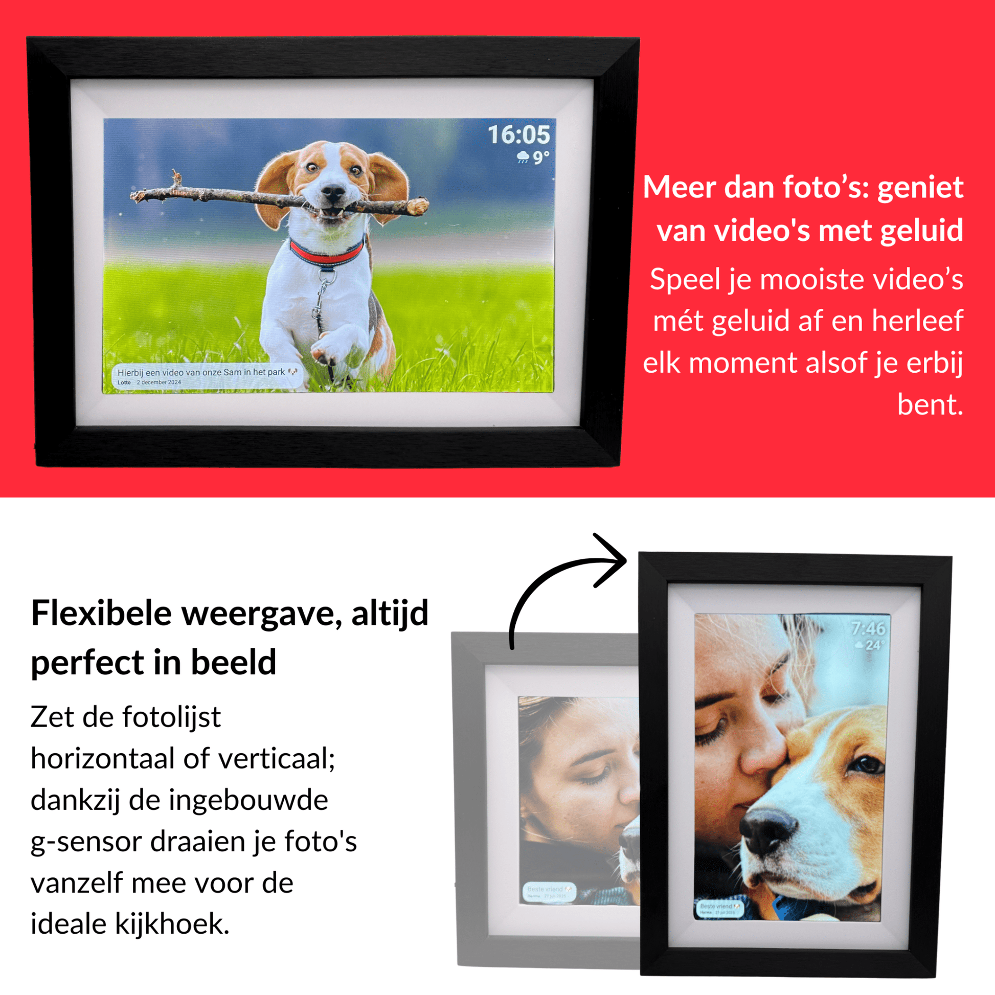 UMBRION - Digitale fotolijst - 10,1" - Donker hout