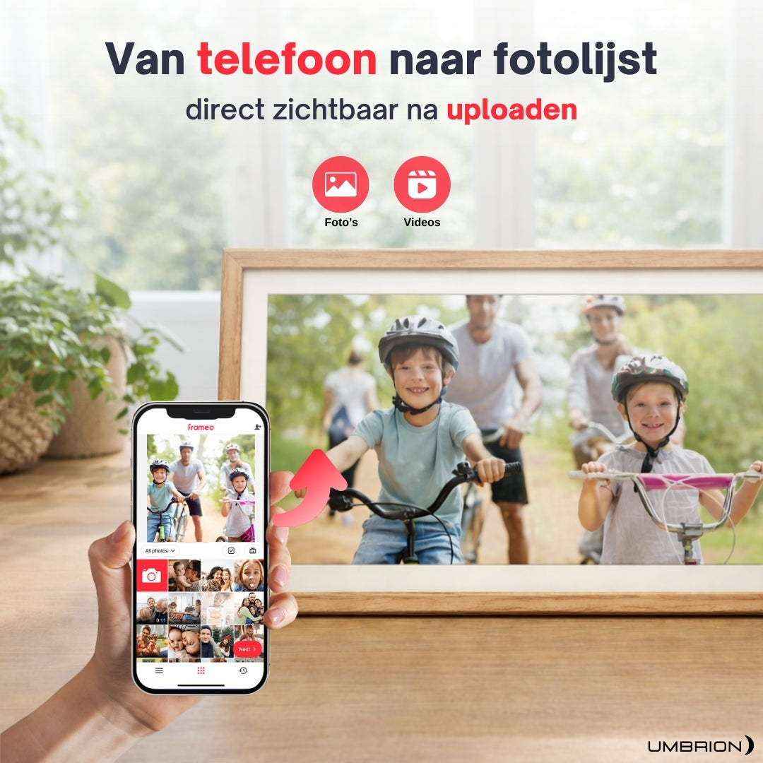 Grote Digitale Fotolijst Hout - 15.6" XL (39.6 cm)