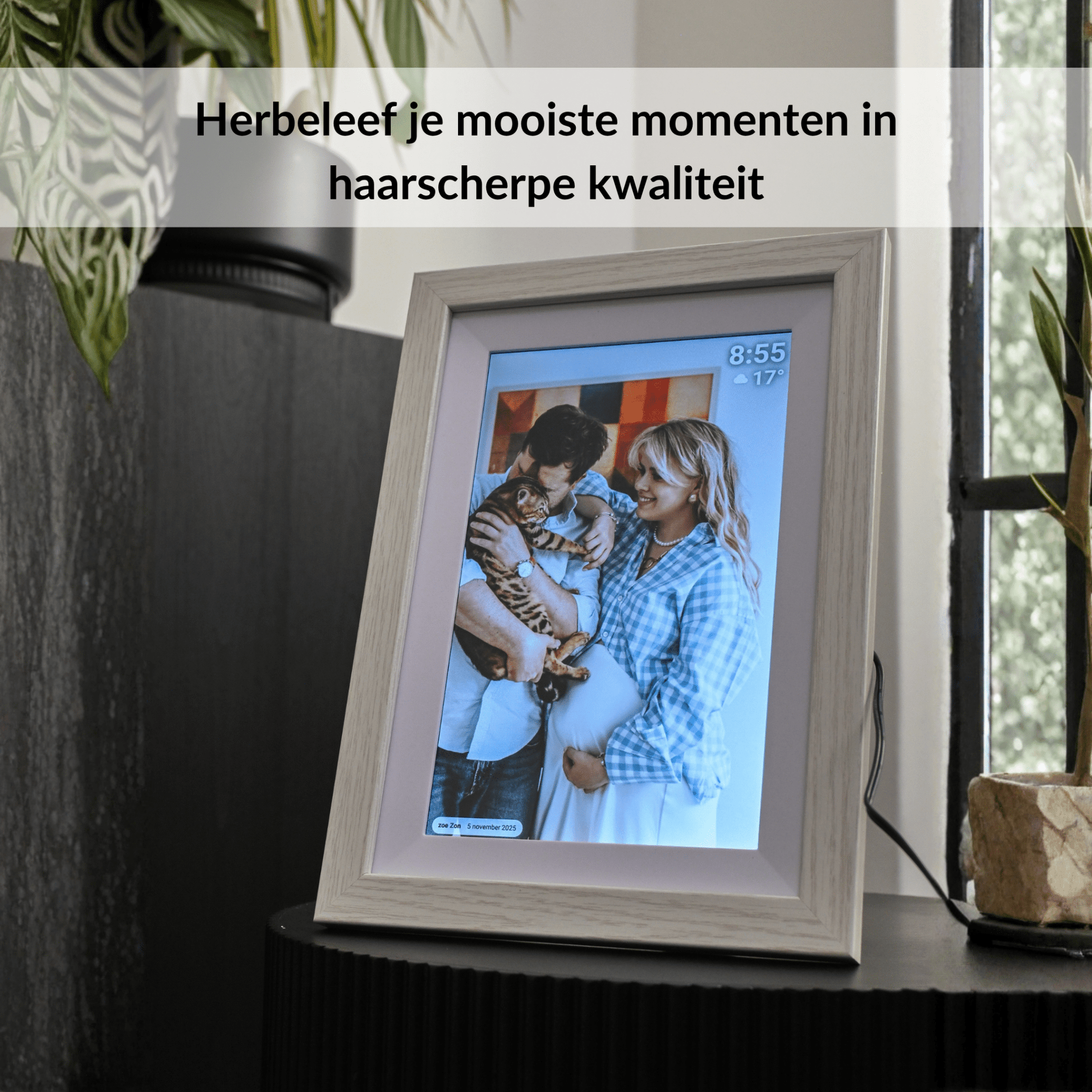 UMBRION - Digitale fotolijst - Grijs hout - 10,1" (25.6 cm)