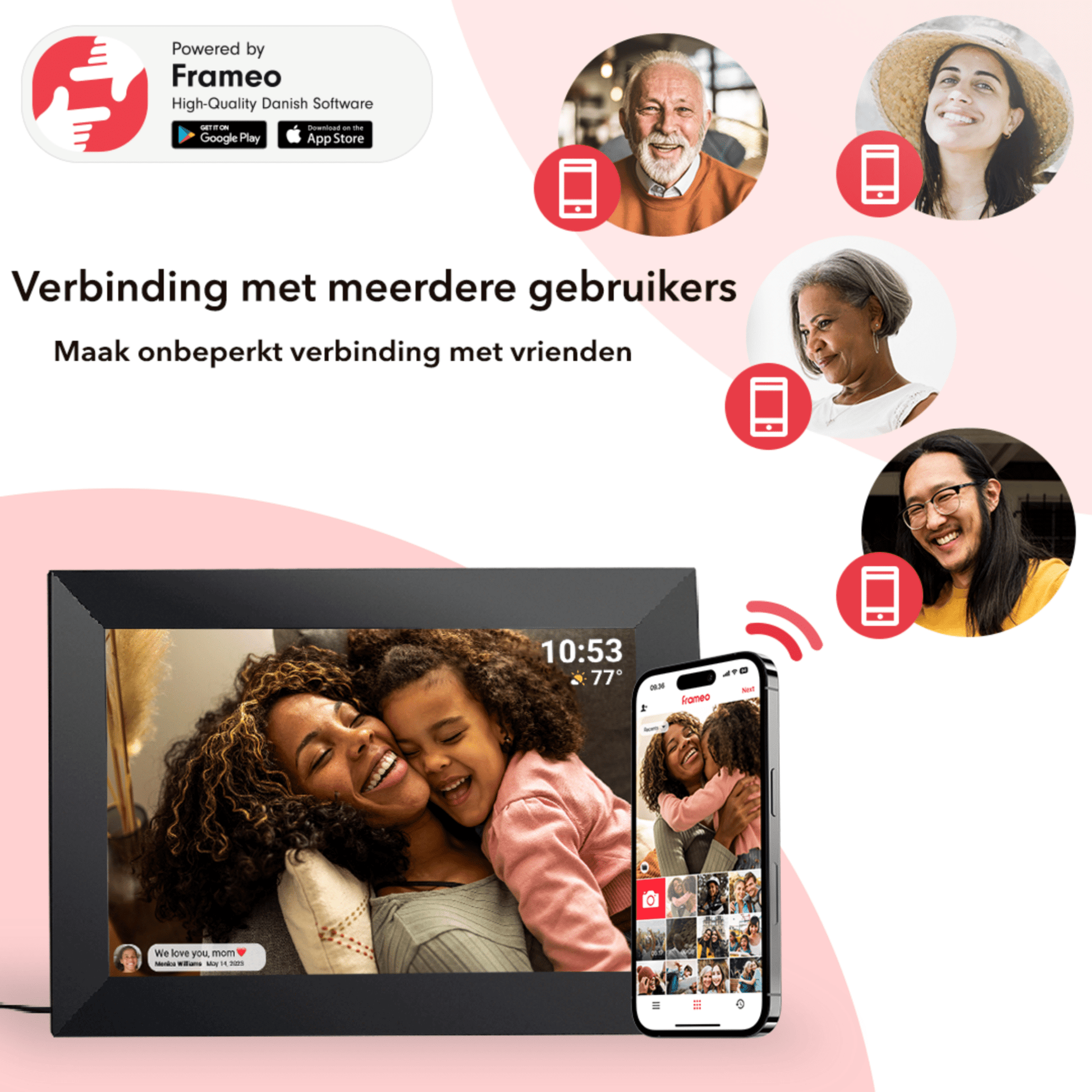 UMBRION - Digitale fotolijst - Grijs hout - 10,1" (25.6 cm)