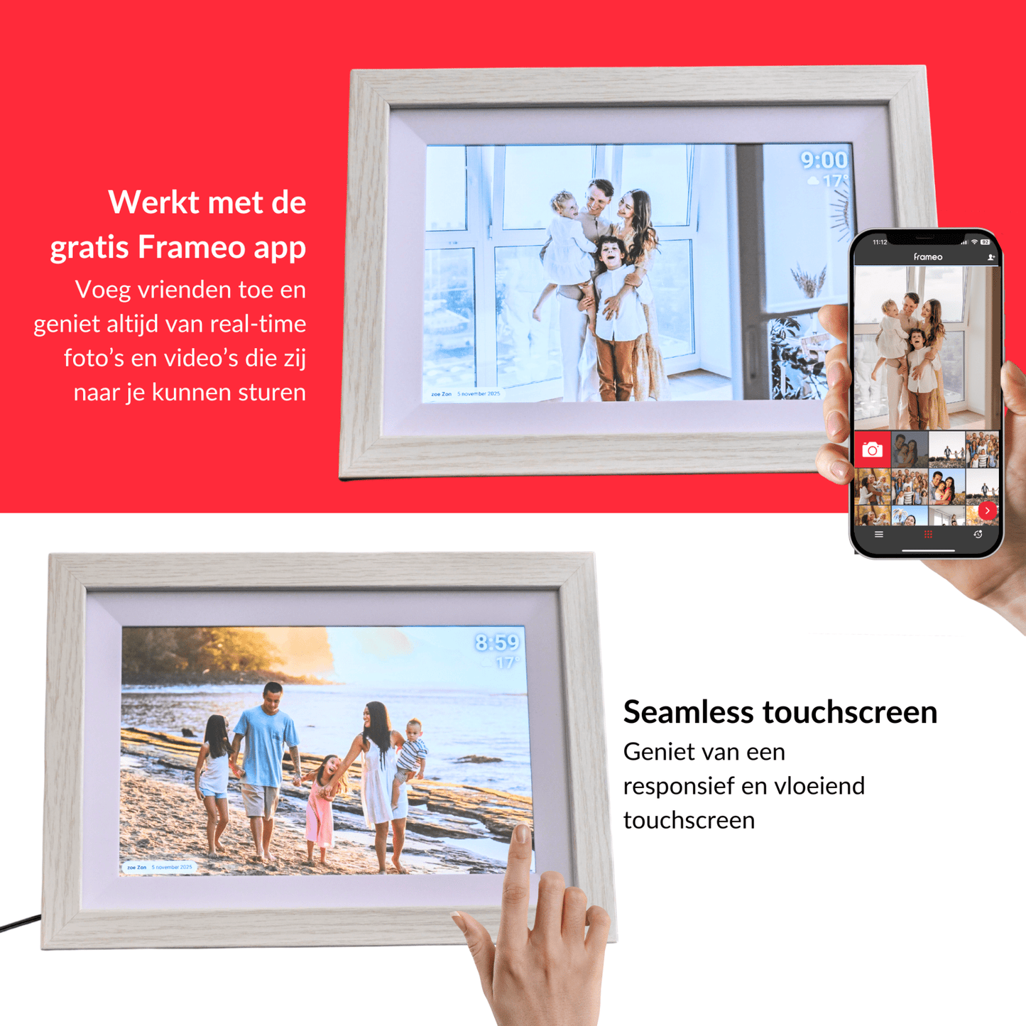 UMBRION - Digitale fotolijst - Grijs hout - 10,1" (25.6 cm)