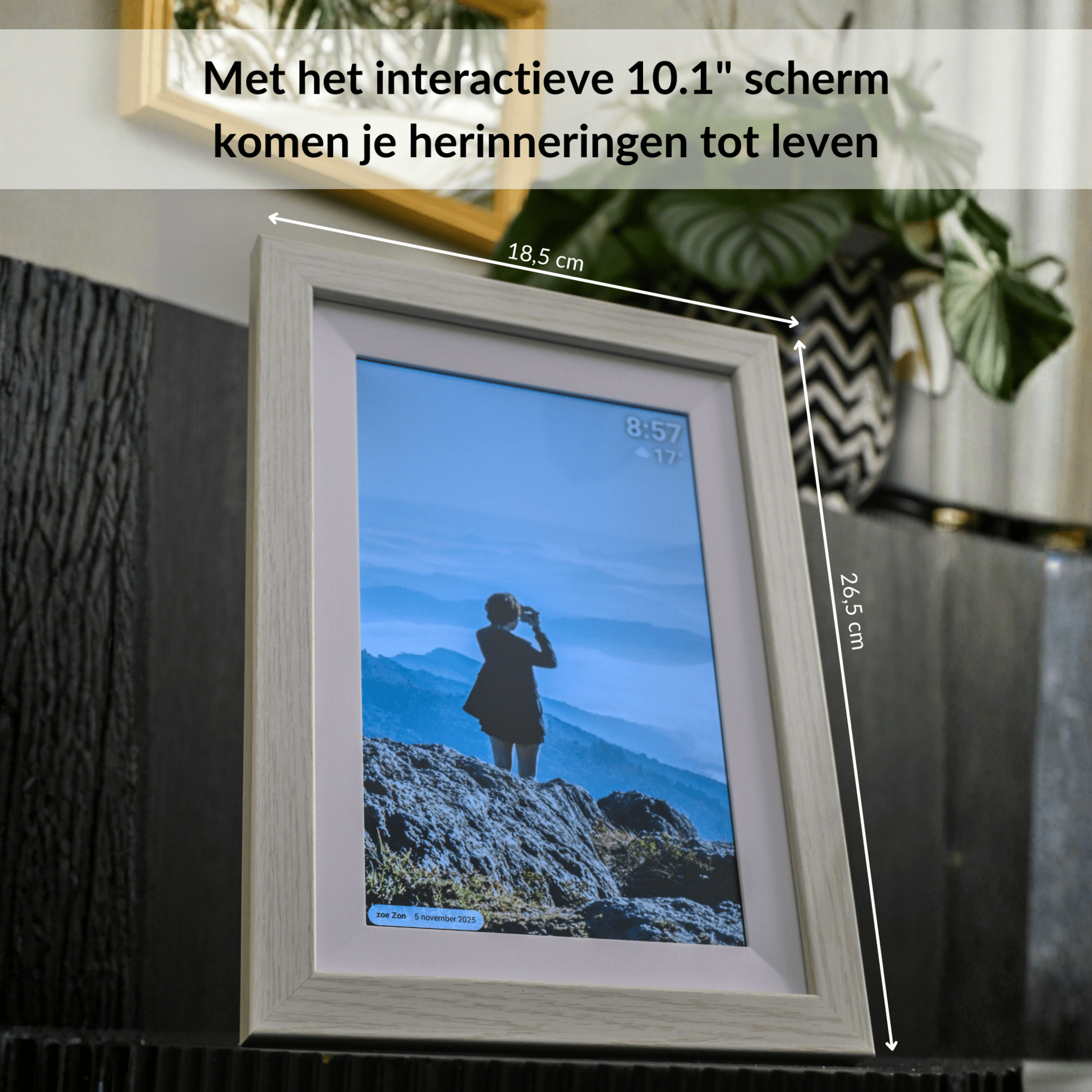 UMBRION - Digitale fotolijst - Grijs hout - 10,1" (25.6 cm)