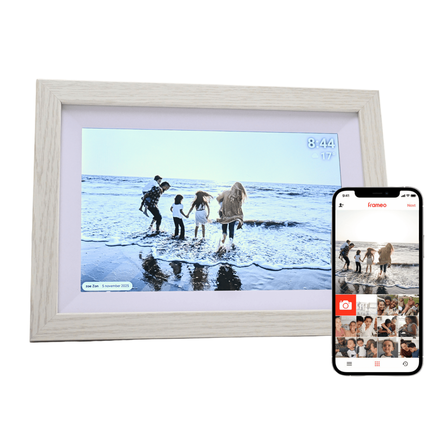 UMBRION - Digitale fotolijst - Grijs hout - 10,1" (25.6 cm)