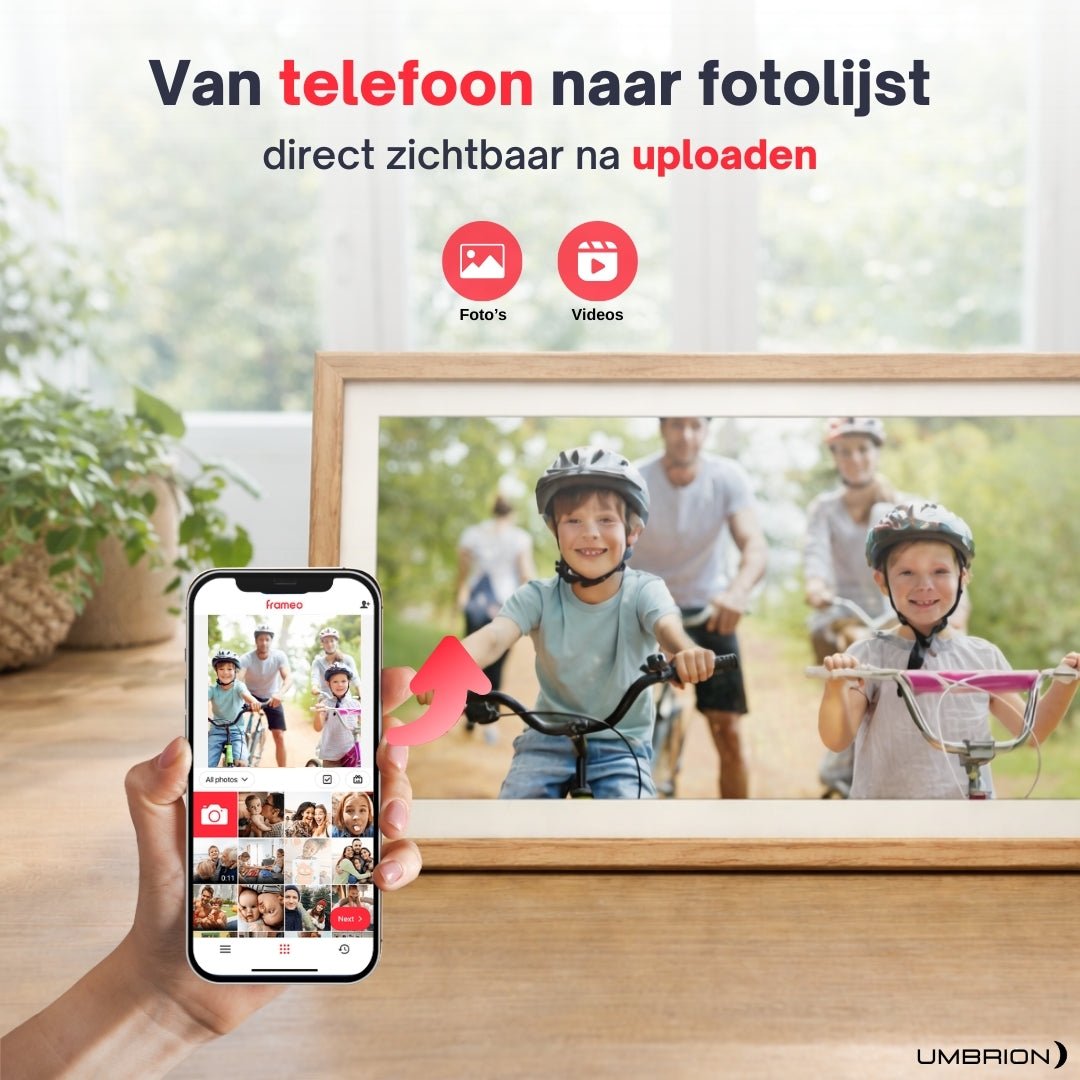 UMBRION - Grote Digitale Fotolijst Hout - 15.6" XL (39.6 cm)