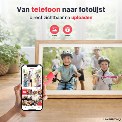 UMBRION - Grote Digitale Fotolijst Hout - 15.6" XL (39.6 cm)