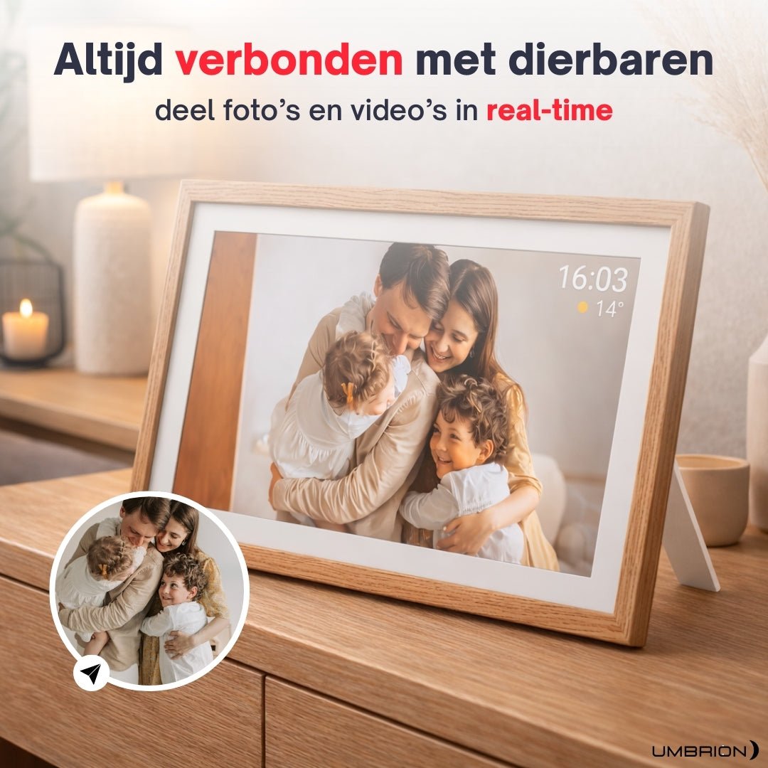 UMBRION - Grote Digitale Fotolijst Hout - 15.6" XL (39.6 cm)